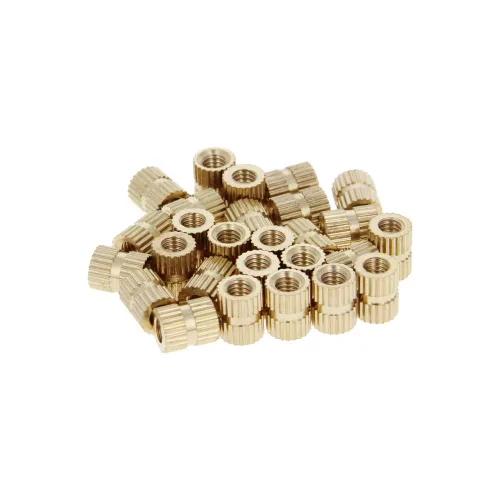 Vista 20 de MroMax Tuercas de inserción moleteadas M2, latón métrico M2x3x3.0.079 in Tuercas de inserción roscadas a través de roscas encajadas en agujeros