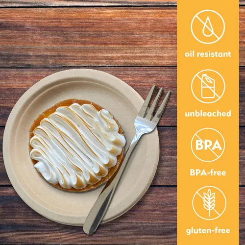 Vista 5 de Platos de papel desechables 100% compostables a granel [6 pulgadas 1000 paquetes], platos de bambú, ecológicos, biodegradables, resistentes platos