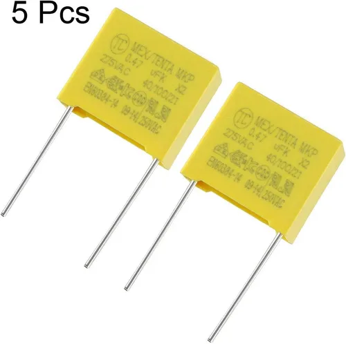 Vista 2 de uxcell Condensadores de seguridad Película de polipropileno 0.47uF 275VAC X2 MKP 5 Pcs