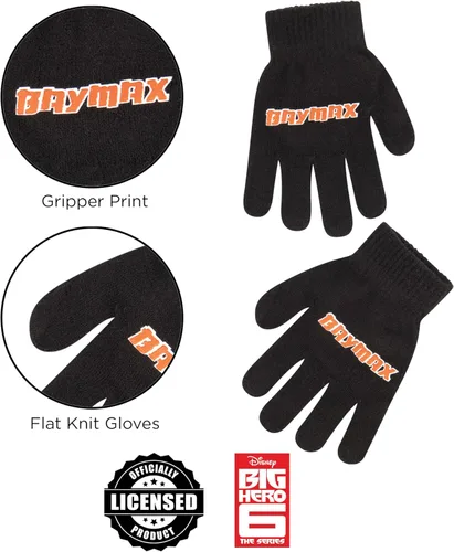 Vista 5 de Disney Boys' Winter Hat and Kids Gloves Set, Big Hero 6 Beanie for Ages 4-7