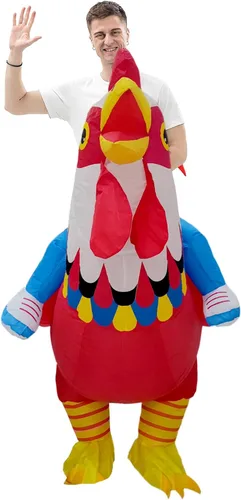 Vista 4 de Disfraz de pollo, divertido disfraz inflable de pollo, disfraces de Halloween para fiestas, eventos, regalos