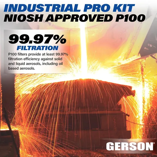 Vista 4 de GERSON Industrial P100 Respirador Kit de soldadura, sílice y polvo de hormigón, molde (mediano)