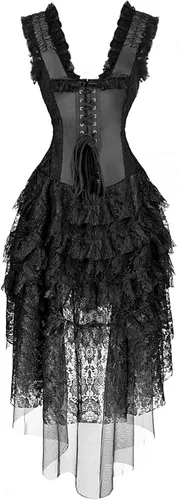 Vista 2 de Kimring - Vestido de corsé estilo victoriano steampunk para mujer disfraz de cancán o bailarina