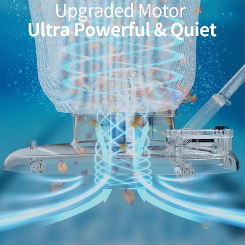 Vista 7 de Aspiradora de hojas de piscina recargable con poste telescópico, potente succión de 83 GPM - Skimmer inalámbrico para piscinas enterradas y sobre