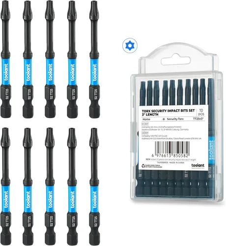 Vista 11 de toolant Brocas Torx de impacto de 2 pulgadas, paquete de 25 (T10), brocas de estrella de atornillado de acero S2 de vástago hexagonal de 1/4