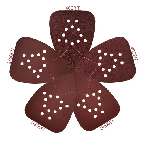 Lijadora de ratón, 50 almohadillas de lija para lijadoras de palma de ratón, papel de lija de gancho y bucle, almohadillas de lijado triangulares