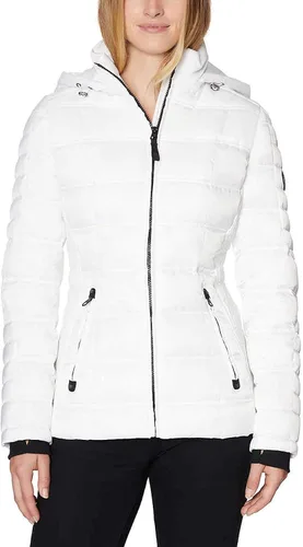 Vista 9 de Nautica Chaqueta acolchada para mujer, abrigo de peso medio resistente al agua, capucha desmontable y puños de tormenta Heavyweight Insulation
