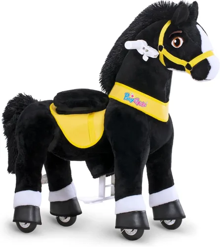 PonyCycle Juguetes para montar Caballo negro esencial Modelo E (con freno/ 76 cm de altura/Tamaño 3) Pony Rider Animales caminantes Caballo balancín