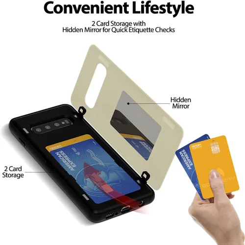 Vista 3 de GOOSPERY Tope Magnético Compatible con Galaxy S10 Plus, Funda Cartera con Portarjetas Imán de Cierre Automático Fácil Protectora de Doble Capa Blanco
