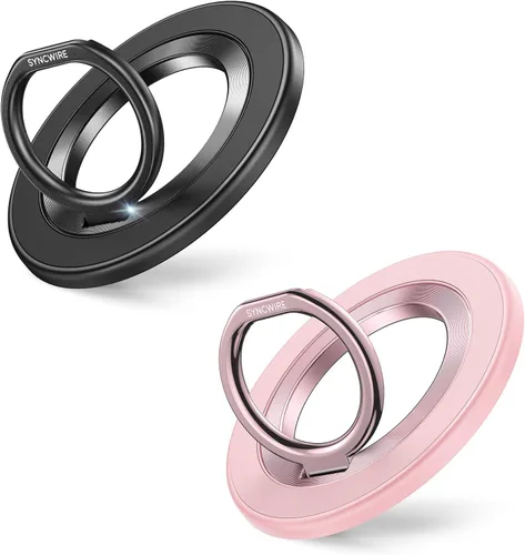 Vista 37 de SYNCWIRE - Soporte magnético con aro para MagSafe, rotación de 360 grados, agarre y soporte para teléfono, aro para dedo, doble imán, compatible