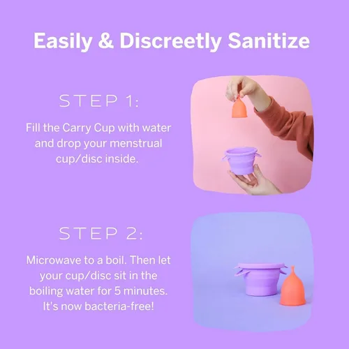 Vista 3 de Pixie Esterilizador Compacto de Copa Menstrual para Cuidado Femenino - Bueno para Baños Públicos, Camping o Dormitorios - Contenedor Limpiador