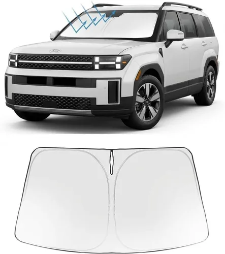 Vista 276 de Proadsy Parasol para parabrisas Rivian R1S 2022-2025 2026 de 4 capas plegable, protector de parasol frontal que bloquea los rayos UV, mantiene