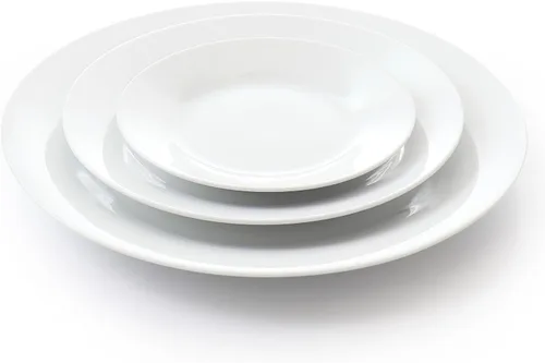 Vista 4 de Elama Juego de vajilla de porcelana de placa redonda de 3 niveles