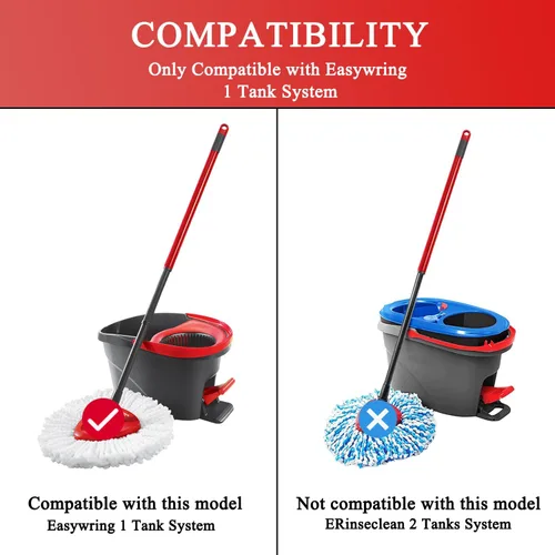 Vista 2 de Cabezal de repuesto para trapeador giratorio, paquete de 3 repuestos EasyWring, compatible con trapeador giratorio triangular, repuestos de mopa