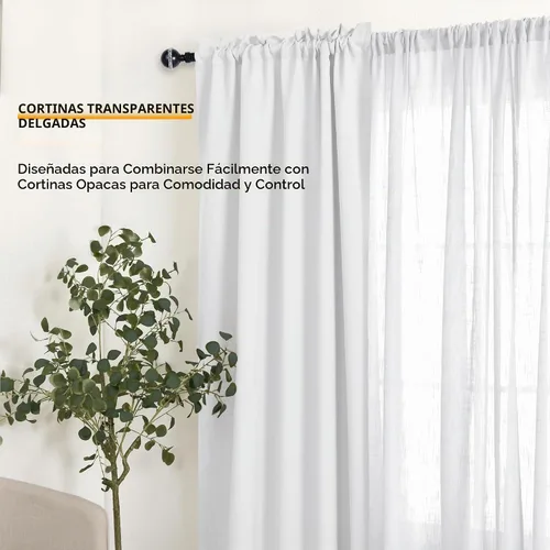 Vista 7 de DWCN Cortinas traslúcidas de lino sintético beige, 2 paneles, 52x54 pulgadas