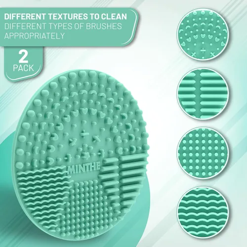 Vista 3 de MINTHE Alfombrilla limpiadora de brochas de maquillaje Paquete de 2 Almohadilla de limpieza de maquillaje de silicona