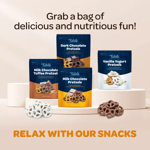 Vista 5 de Funtasty Pretzels cubiertos de chocolate con leche, aperitivo dulce y salado, bolsa de 22 onzas
