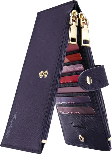 Travelambo - Cartera con protección por interferencia de radiofrecuencia, para mujer, tamaño grande, plegable, para varias tarjetas, con cierre,
