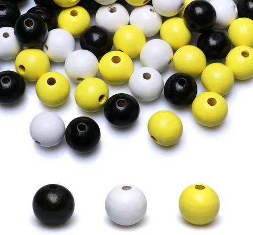 Vista 14 de 100 cuentas de madera para guirnaldas, cuentas sueltas de madera de 0.630 in de colores surtidos para hacer manualidades, cuentas de madera