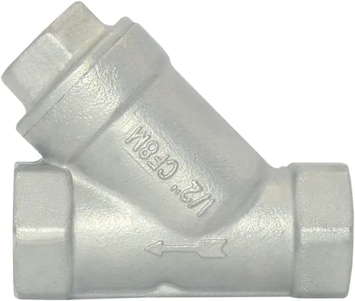 Vista 14 de Válvula de filtro de malla de filtro WYE de 1-1/4", válvula de retención hembra 800WOG Y-Spring NPT, acero inoxidable SS316 CF8M