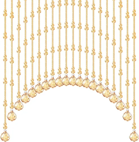 Vista 5 de Pengfei Cortina con cuentas de cristal, 21 cuerdas para puerta arqueada, cortina para puerta, panel decorativo, divisor de habitación, persiana