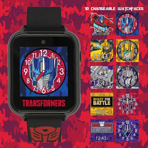 Vista 2 de Transformers - Reloj inteligente para niños con cámara selfie, 10 caras de reloj intercambiables, podómetro, juegos jugables y más, tecnología