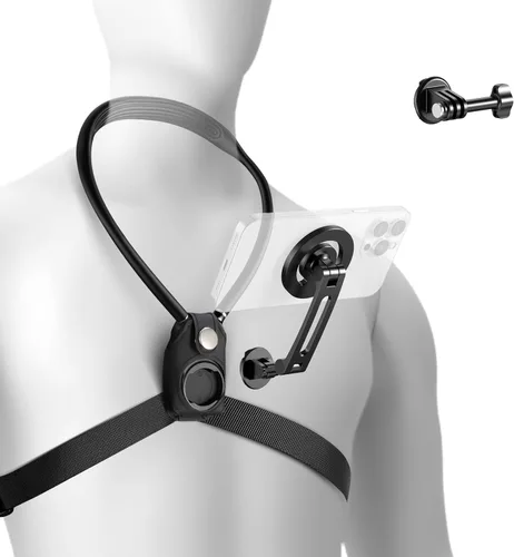 Vista 13 de NEEWER Soporte magnético para cuello compatible con GoPro Hero 13 12 11 MAX DJI Action 4 Insta360 iPhone 15 Pro Max Samsung S23, adaptador