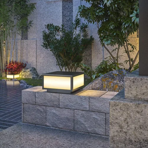 Vista 5 de Lámpara de Poste de Pilar, Luz de Tapa de Cubierta de Valla Linterna Lámpara de Columna para Superficie Plana Decoración de Patio Jardín