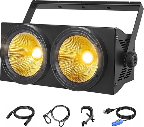 MAD OWL 200w LED Blinder Stage Par Lights, 2-Eyes Warm White led Stage Lights, Control DMX, activación sonora COB estroboscópica para teatro 2 x 100