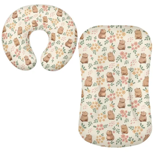 Vista 8 de Funda para tumbona de bebé floral de hongos bohemios y funda de almohada de lactancia, 2 piezas, ovalada, reloj de arena, rectangular, para moisés