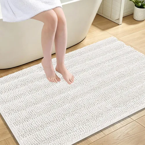 Vista 63 de OLANLY Alfombras de Baño Gruesas de 47 x 20 pulgadas, Extra Suaves Absorbentes de Chenilla a Rayas, Respaldo de Goma, Lavables y Secables a Máquina
