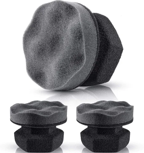 Vista 9 de 3 almohadillas aplicadoras de brillo de neumáticos, esponja de gel de espuma para decoración de automóvil húmedo, suministros de limpieza Negro
