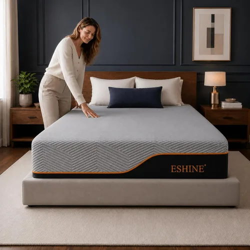 ESHINE Colchón individual XL de 14 pulgadas, espuma viscoelástica de gel refrescante fabricada en Estados Unidos, té verde infundido para alivio de