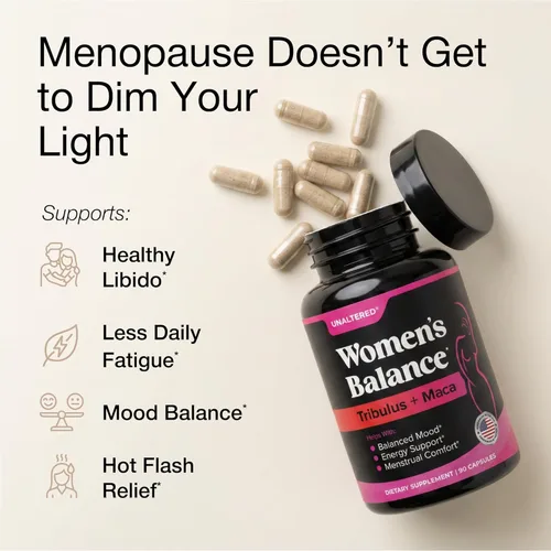 Vista 3 de UNALTERED Equilibrio hormonal y apoyo del estado de ánimo para mujeres, apoya naturalmente el equilibrio hormonal y la energía con Tribulus