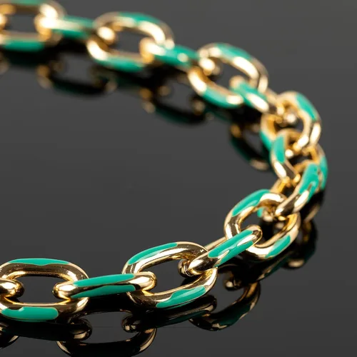 Vista 4 de YOUBEIYEE Cadenas de clip esmaltadas azules de 1 yarda para hacer joyas, de aluminio chapado en oro, cadena a granel con anillos de salto y cierres