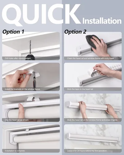Vista 5 de LazBlinds Persianas enrollables sin cordones, sin herramientas, sin taladro, 100 % opacas, tela impermeable, con aislamiento térmico, protección UV