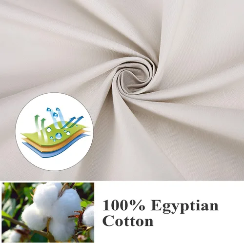 Vista 58 de Juego de 2 fundas de almohada 100% algodón egipcio, fundas de almohada refrescantes de 400 hilos, fundas de almohada suaves y transpirables con Beige