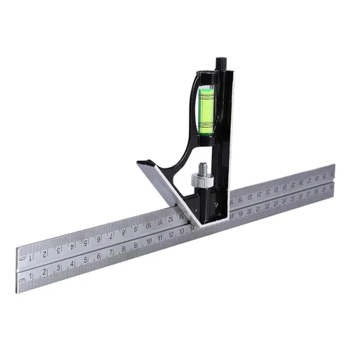 Vista 4 de Kit de combinación de reglas, herramienta de medición combinada de corte y perforación Cuerpo de metal para carpintería, carpintería, maquinistas