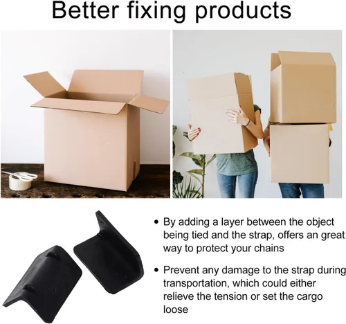Vista 8 de 100 protectores de esquina de plástico negro para cajas de 2.16 x 1.18 pulgadas, reduce los daños del envío, ideal para correas y palets
