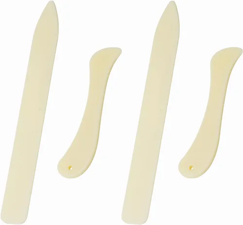 Honbay Cuchillo abrecartas de 4 piezas, suministros de herramientas de vitral, bruñidor FID de plástico, soporte de papel de aluminio plano para