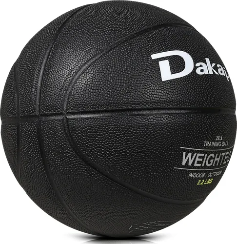 Vista 5 de Dakapal Weighted Heavy Training Basketball, Size 6/7 Black 2.2LBS/3LBS/3.3 LBS Weight PU Durable for Trainer and Dribbling Passing, Indoor and