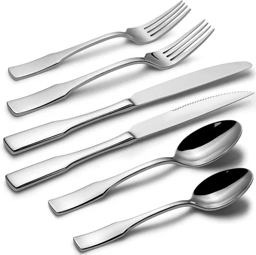 Vista 11 de Alata Kate Black Mirror - Cubiertos de 45 piezas con juego de utensilios para servir utensilios, servicio para 8, cubiertos de acero inoxidable