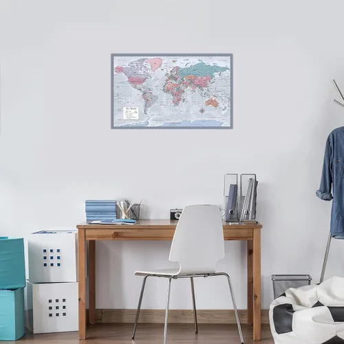 Vista 6 de Paquete de 2 pósteres de mapa del mundo y gráfico de mapa de Estados Unidos [púrpura] (laminado, 18 x 29 pulgadas)