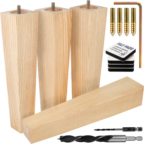 Vista 18 de Airy Abode Patas cuadradas premium de muebles en negro (kit de instalación completa) - Elige tu