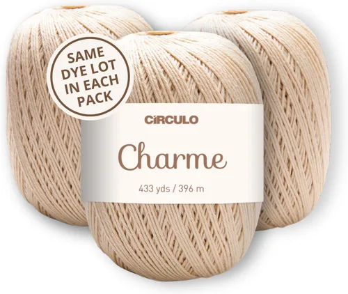 Vista 37 de CIRCULO Charme - Paquete de hilo para tejer y ganchillo, 3 bolas de 100% algodón virgen brasileño mercerizado, peso deportivo suave, color 2012 Azul