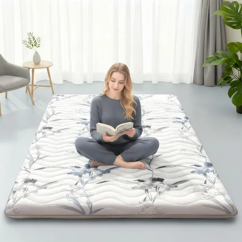 Vista 12 de Colchón de Suelo Japonés, 100% Espuma Cómoda de Alta Densidad, Colchón Plegable Engrosado de 4", Tapete Tatami para Dormir, Ideal para Comodidad
