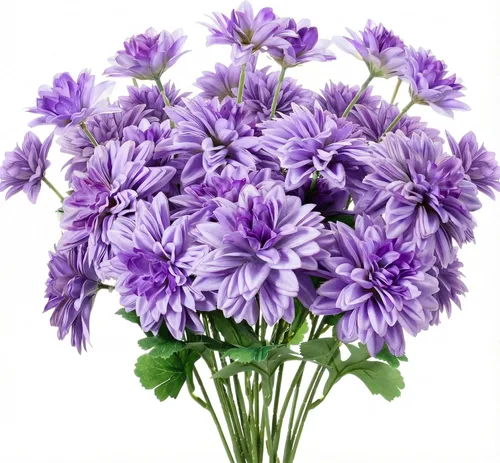 6 flores artificiales de dalia con 18 cabezas con tallos, color