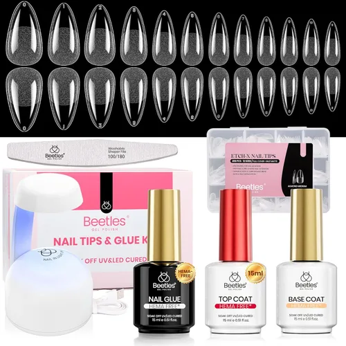 Vista 10 de Beetles Pegamento en gel 9 en 1 para puntas de uñas acrílicas transparentes, 2 unidades de 0.5 oz lq de larga duración para puntas de uñas postizas