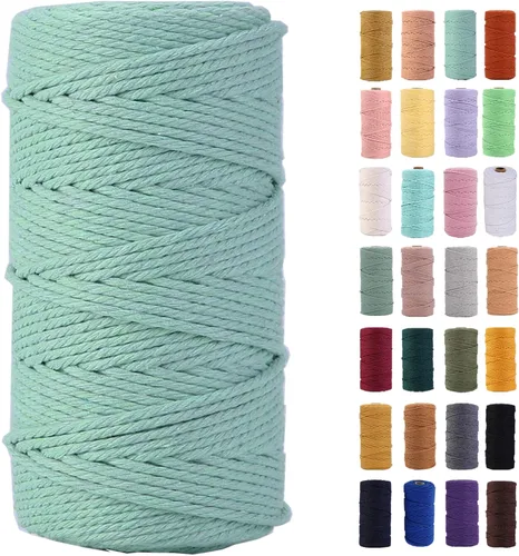 Vista 36 de Cuerda de macramé azul aire de 0.079 in x 220 yardas, cuerda de algodón colorido de algodón suave para colgar en la pared, colgadores de plantas