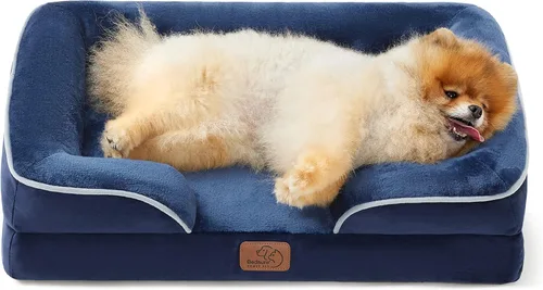 Vista 100 de Bedsure Cama ortopédica para perros de tamaño mediano – Cama lavable para perros medianos y gatos, impermeable, cómodo sofá para mascotas con funda